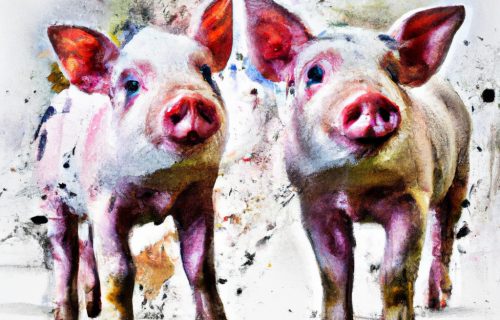 Illustration,Of,2,Little,Watercolor,Pigs